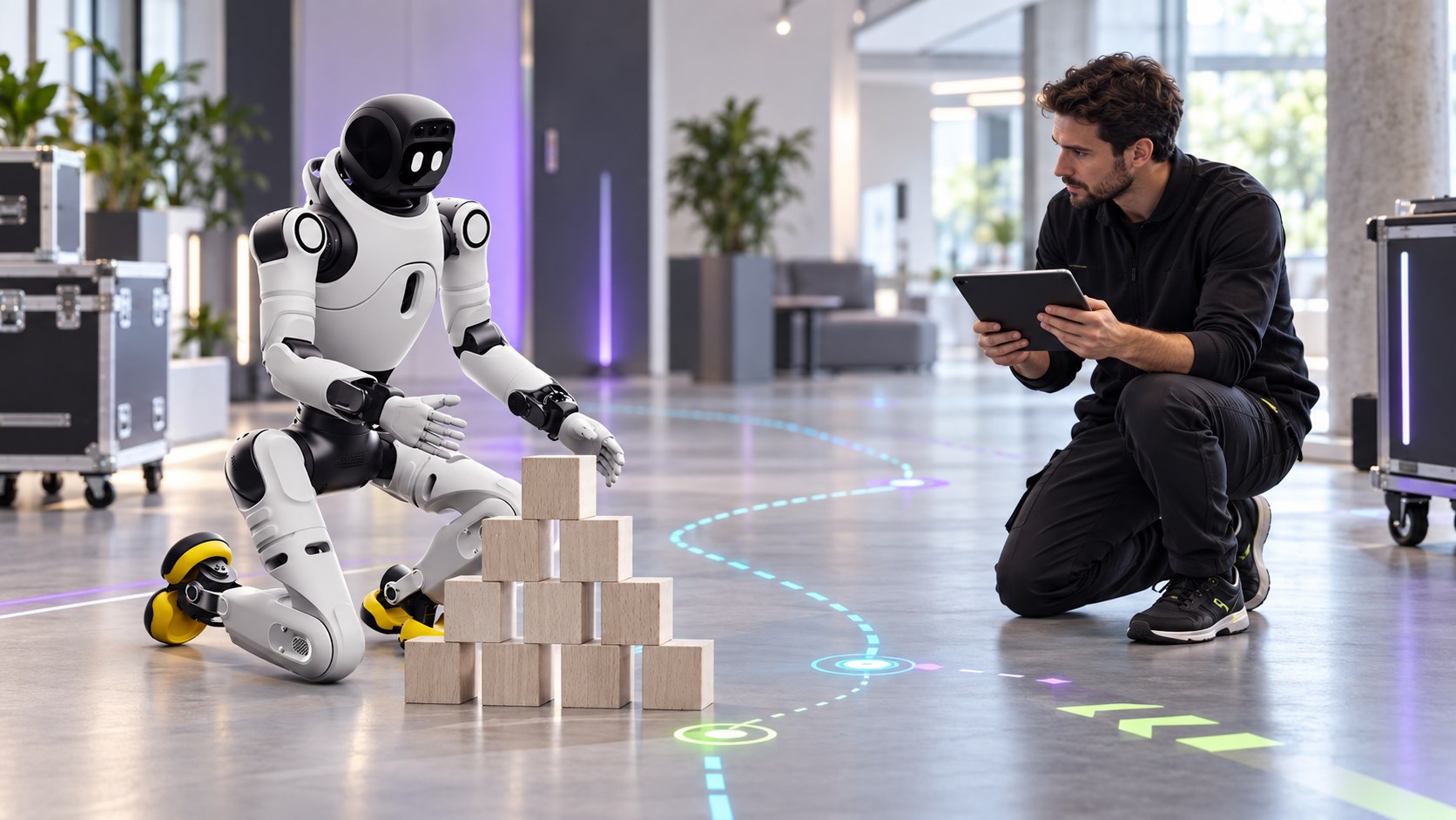 Инженер настраивает и проверяет навык AgiBot